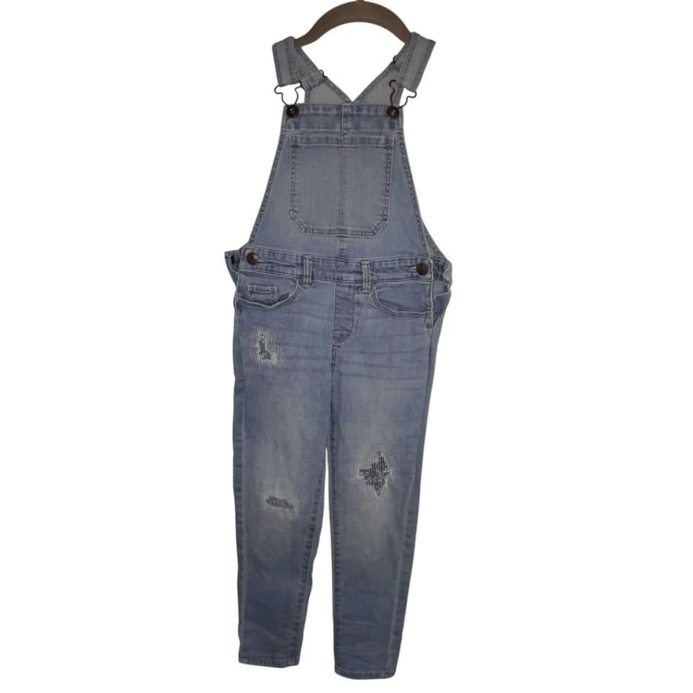 Girls Oshkosh Bib Overalls with Patches Size 6-6X - Picture 1 of 11